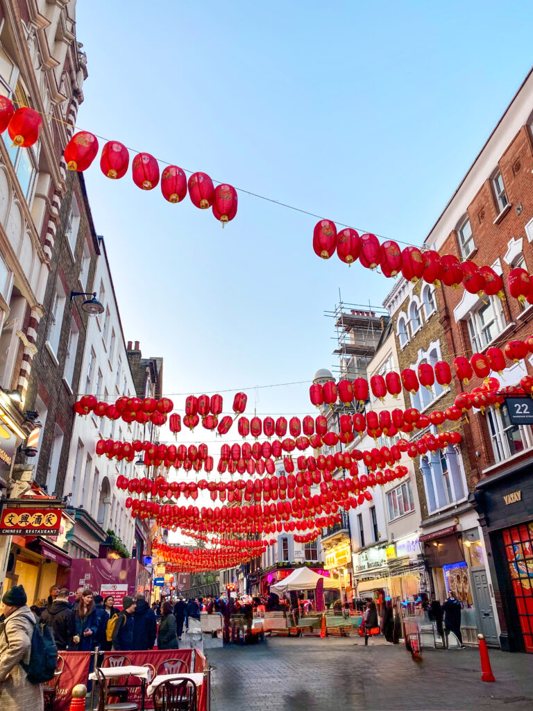 Chinesische Latrnen in Chinatown in London
