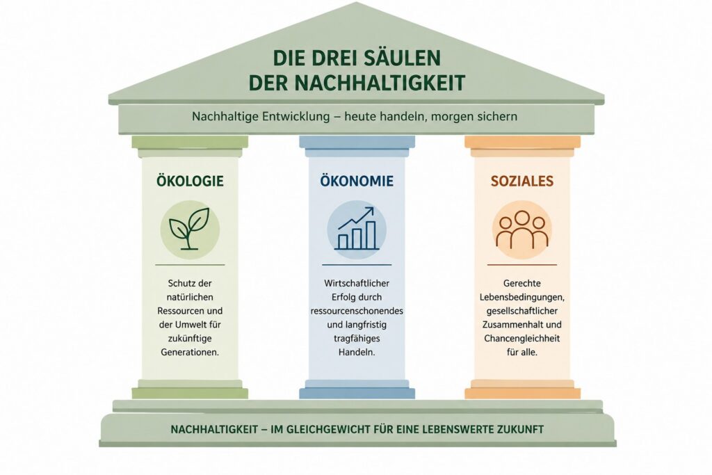 Die drei Säulen der Nachhaltigkeit