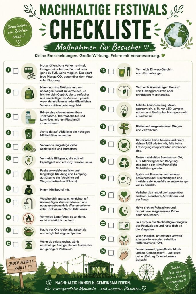 Nachhaltige Festivals Checkliste Maßnahmen für Besucher