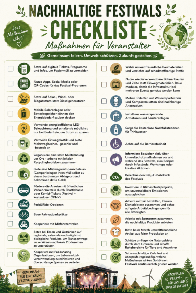 Nachhaltige Festivals Checkliste für Veranstalter