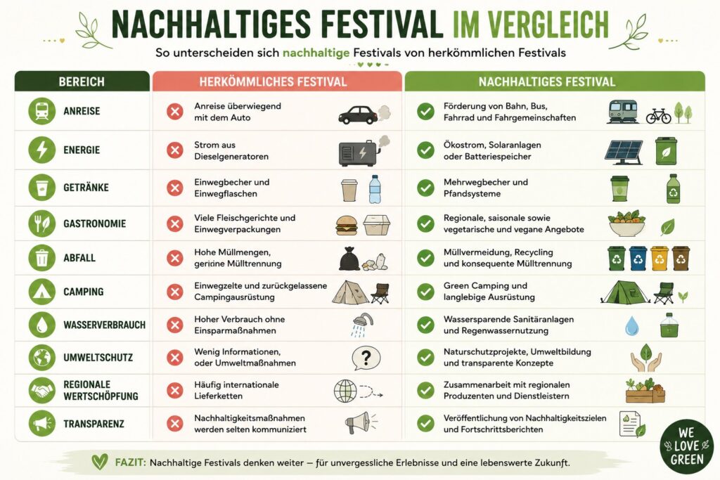 Nachhaltiges Festival im Vergleich
