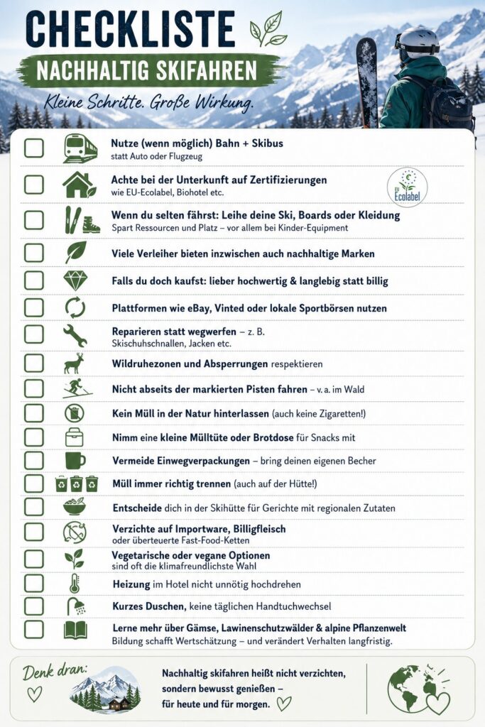 Checkliste Nachhaltig Skifahren