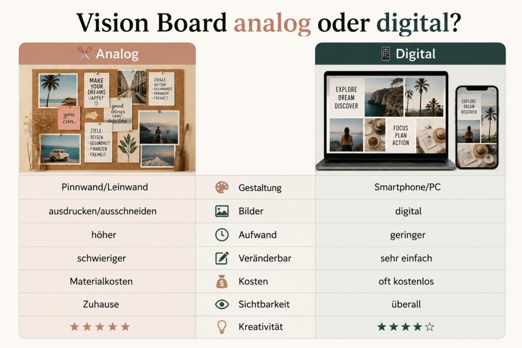 Vision Board analog oder digital
